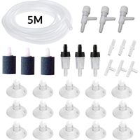 31 Pcs Air Pump Accessories for Fish Tank, 5M Airline Tubing, 3 Air Stone Cylinder, 3 Check Valves, 15 Airline Tube Holders/Clamps, 3 Aquarium Air Valve, 6 Connectors for Aquarium Pump and Hydroponics