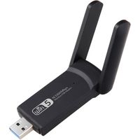 QORVA-Clé WiFi, le WiFi Puissante AC1300 Mbps USB 3.0 Double Bande Antenne WiFi 2.4G / 5GHz Dongle WiFi PC/Laptop/Desktop/Tablet, Compatible avec Windows 11/10/8/7/XP, Mac OS X black