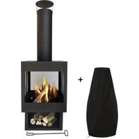MaxxGarden Stufa Camino da Giardino Apollo - Stufa da Esterno con Attizzatoio, Caminetto Decorativo a Legna - Colore Nero, Altezza 113 cm, Ø 45 cm