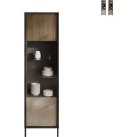 Vitrina moderna para sala de estar expositiva con 2 estantes 55x40x203cm Winona - Beige