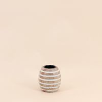 Bougeoir en bois de manguier à rayures 10cm