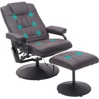 Fauteuil massage relaxation 10 points vibration télécommande repose-pieds marron 77x84x95 cm