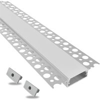 Evotrade – Profilé en aluminium 2 mètres pour panneaux placoplâtre – Goulotte intégrée pour bandes LED – Couvercle diffuseur opalin – Installation simple