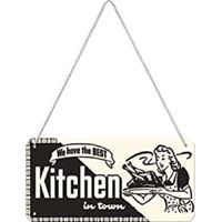 Nostalgic-Art 40361132801 Cartello con Laccio Kitchen, Acciaio, Nero, 20 x 10 x 0.2 cm