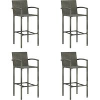 Vidaxl – Lot de 4 tabourets de bar gris en résine tressée – Hauteur d'assise 75 cm – Cadre en acier robuste – Résistants aux intempéries