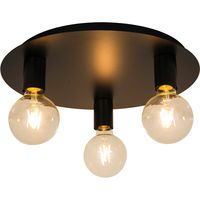 Eclairage plafond Lina 3 ampoules métal noir compatible LED