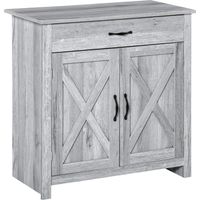 Credenza Cucina Country con Armadietto a 2 Ante e Cassetto, 80x39.7x80cm, Grigio