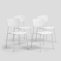 4er-Set stapelbare Design-Küchenstühle Harlow White