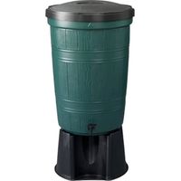Serbatoio per acqua piovana da giardino da 200 litri con supporto, colore verde.