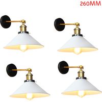 Wandleuchte im Vintage-Stil, Industri 240° Verstellbare Wandlampe, Wandstrahler Licht mit Ø26cm Lampenschirm für Wohnzimmer Schlafzimmer (Weiß) 4PCS