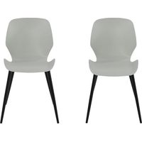 Carnaby Kitchen Chairs (Set of 2) - Plastic/Metal - L55.5 x W47.5 x H81.6 cm - Light Grey/Black - Flat Packed