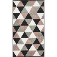 Tapis salon et chambre 60x110 gris et noir rectangle tissé motif géométrique KARCA