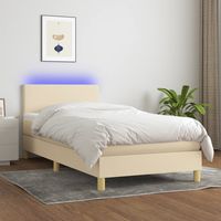 Boxspringbett mit Matratze & LED Creme 90x200 cm Stoff vidaXL