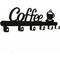 2PCS Support mural pour tasses à café, support de rangement pour tasses, support mural flottant pour tasses, support pour bar à café avec 6 crochets pour tasses, support pour dosettes, accessoires de