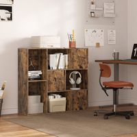 WOLTU Bücherregal, Bücherschrank mit 8 Fächern, Aufbewahrungsregal mit 3 Türen, Aktenregal, Standregal für Wohnzimmer Büro Schlafzimmer, 106x96x30 cm, Rustikales Braun