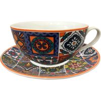 Tasse à café et sous tasse mosaïque