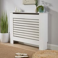Medium White Radiator Cover Wooden MDF Wall Cabinet Shelf Slatted Grill York