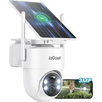 ieGeek Caméra de surveillance solaire extérieure PTZ 360° 2K, batterie WiFi sans fil avec détecteur de mouvement PIR, vision nocturne en couleurs, audio bidirectionnel, 2.4GHz