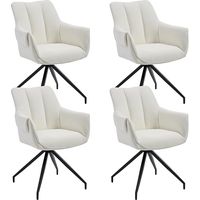 CHAIRUS Dinging Chairs 4Pcs Chenille Modern Simple Kitchen Chairs with Comfortable Backrest Swivel Armchairs for Living Room Restaurant, White
