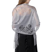 Women's Floral Lace Scarf Shawl with Tassels, Soft Mesh Fringe Wraps for Wedding Evening Party Dresses, 18565 cm