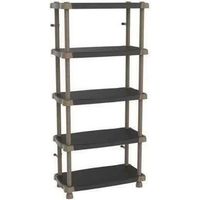 PLASTIKEN Étagere haute 88 cm - 5 plateaux bi-couleur - Noir et Taupe
