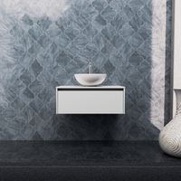 Inda - Mobile bagno 80 cm Bianco opaco con 1 cassetto e lavabo in