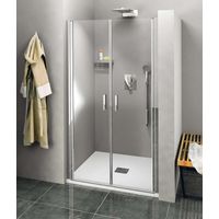 Polysan Zoom Line - Puerta de ducha de doble hoja, de cuatro hojas de 120 cm, aluminio pulido/vidrio transparente ZL1712