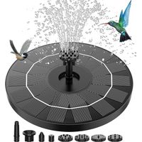 Fuente solar exterior de 18 cm y 2,5 W, bomba solar para estanques con 6 boquillas para bebederos de pájaros, acuarios y fuentes de jardín.