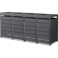 ML-Design Abri Cache pour 4 Poubelles 260x80x124 cm, Capacité 240L, Anthracite en Acier, Toit pour Plantes et Fleurs, Porte Clôture, Habillage Conteneur, Protection Visuelle, Résistant aux Intempéries