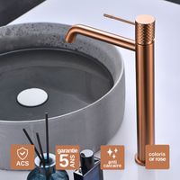 Robinet Mitigeur Lavabo Salle de Bain or rose cuivré – Bec Haut Anti-Calcaire – Design Moderne - GENOVA IMEX