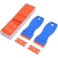 2-teiliges Kunststoffschaber-Set mit 100 Kunststoffklingen zum Entfernen von Kleber, Farbe, Aufklebern und Abziehbildern von Keramik- und Glaskochfeldern