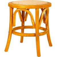 Tabouret en bois et rotin style naturel pour salon ou chambre - Bois naturel et rotin clair