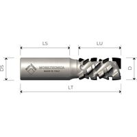 MTEC033.48 - SPINDELFRÄSE AUS DIAMANT Z2+2, AXIAL 45° KÖRPER AUS STAHL PKD H4,5 MM - MOBILTECNICA .48D25 LU 62 DS25 LT127 Z(2+2)(26+1DIA) AX45° LI H4,5