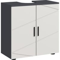 Mobile Sottolavabo Bagno per Piedistallo con Armadietto 2 Ante, 60x30x60cm, Grigio