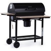 Habitat Et Jardin – Barbecue charbon de bois King 95 x 63 x 105 cm – Structure acier – Surface cuisson 79 x 39 cm – Récupérateur cendre amovible – Noir
