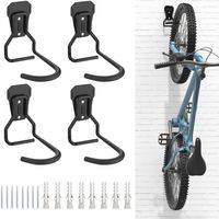 4 Pack Bicycle Hooks Iron Bike Hanger Brackets Wall Mounted Bicycle Storage Rack Heavy Duty L Shape Vertical Bike Rack Convenient for Home Garage Black