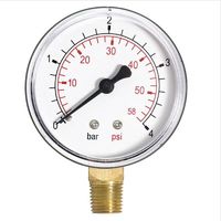 63mm 2.5bar manomètre air huile ou eau 1/4" t côté entrée manomètre