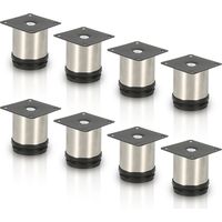 SWANEW 8pcs Mobili Piedi Piedi regolabili in acciaio inox 100 mm regolabile piede argento