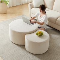 Ensemble de 2 tables basses — Tables basses rondes rembourrées (Lot de 2), Exclusivité Salon — Tables basses rondes en mousse de style moderne / Tables d'appoint et poufs — Aucun assemblage requis
