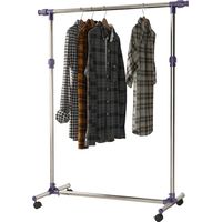 Perchero Acero Inox Colgador Ropa 4 Ruedas Alto y Largo Regulables 95x45x170cm