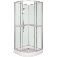 KERRA CLASSIC WHITE Duschwand + Wasserhahnanschluss + Badewannenarmatur / 90 x 90 cm