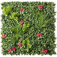Easycloture – Mur végétal artificiel 1m x 1m – Résistant aux UV et à l'eau – Pour jardins, terrasses et balcons – Modèle Amazone avec fleurs fuchsia