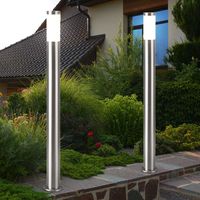 Etc-Shop – Lampadaire extérieur IP44 en acier inoxydable argenté – Douille E27 – Hauteur 110 cm – Lot de 2 lampes d'appoint