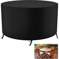 GROOFOO Housse de Jardin Ronde Housse Protection Table Jardin Ronde Jardin Table Housse Imperméable Coupe-Vent Anti-UV Résistant à la Déchirure 210D Oxford Bache Table Jardin Ronde, (128 x 71 cm)