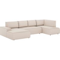 Grande divano letto angolo a sinistra panoramico in Tessuto testurizzato Beige - AMELIA