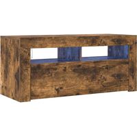 vidaXL TV Cabinet with LED Lights Smoked Oak 90x35x40 cm