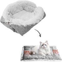 Lit Tapis für Katzen: 61x51 cm 2-in-1 Plüschweiches Kissen für Katzen und Hunde, Gemütliches Sofa-Bett für Katzen und Kleintiere KO