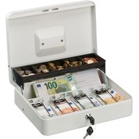 Relaxdays Cassetta di Sicurezza per Soldi, con Scomparto per Monete e 4 Vani per Banconote, 8,5x30,5x24,5 cm, Bianco