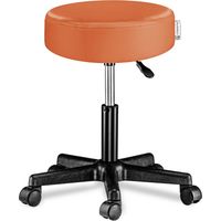 Stool with wheels orange pu leather height adjustable