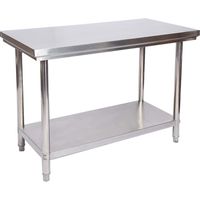 Wiltec – Table de travail en acier inoxydable 100 x 60 x 85 cm – Pieds ajustables – Plaque MDF renforcée – Établi modulable pour usage intensif